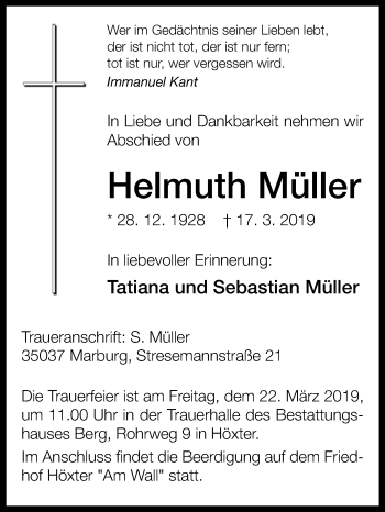 Traueranzeigen von Helmuth Müller westfalen blatt de