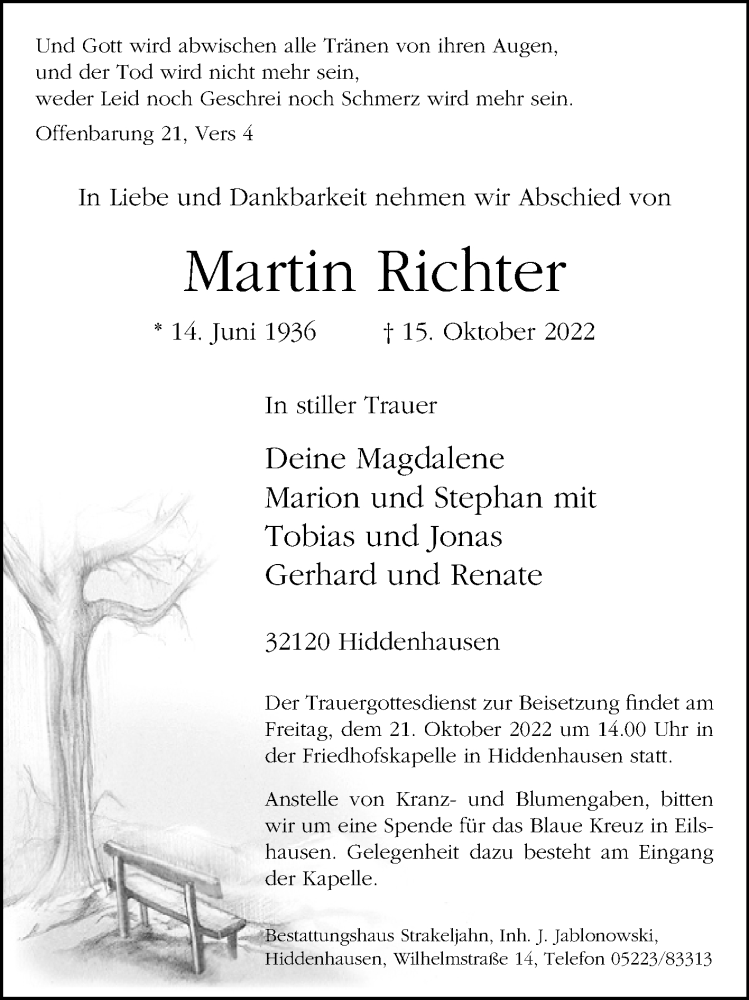 Traueranzeigen Von Martin Richter Westfalen Blatt De