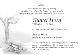 Traueranzeige von Günter Horn von Neue Westfälische