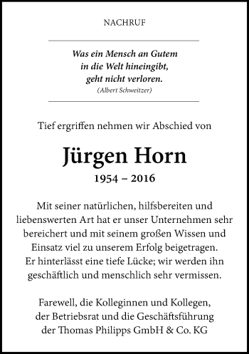 Traueranzeige von Jürgen Horn von Neue Westfälische