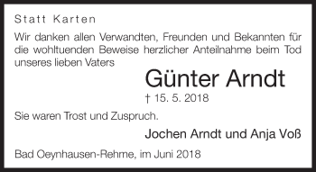 Traueranzeige von Günter Arndt von Neue Westfälische