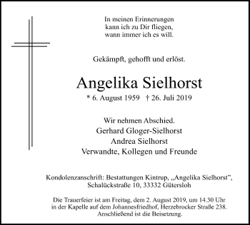 Traueranzeige von Angelika Sielhorst von Neue Westfälische