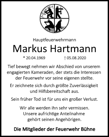 Traueranzeige von Markus Hartmann von Neue Westfälische