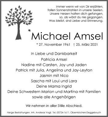 Traueranzeige von Michael Amsel von Neue Westfälische