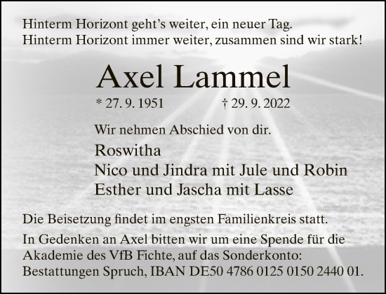 Traueranzeige von Axel Lammel von Neue Westfälische