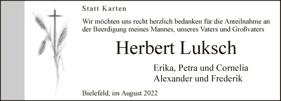 Traueranzeige von Herbert Luksch von Neue Westfälische