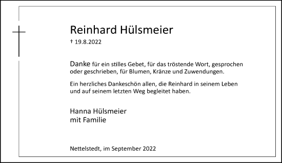 Traueranzeige von Reinhard Hülsmeier von Neue Westfälische