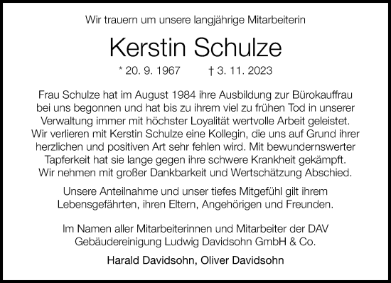 Traueranzeige von Kerstin Schulze von Neue Westfälische