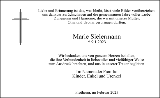 Traueranzeige von Marie Sielermann von Neue Westfälische