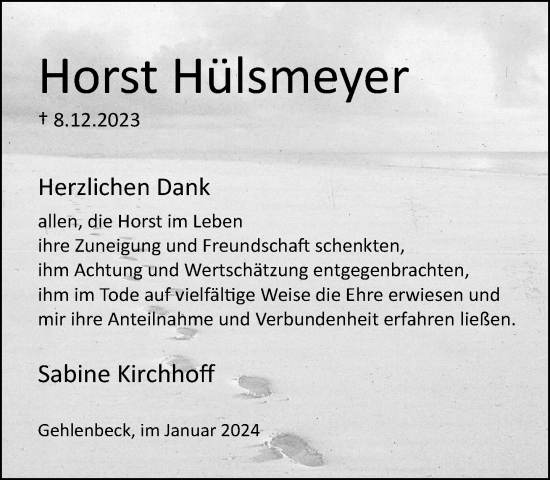 Traueranzeige von Horst Hülsmeyer von Neue Westfälische