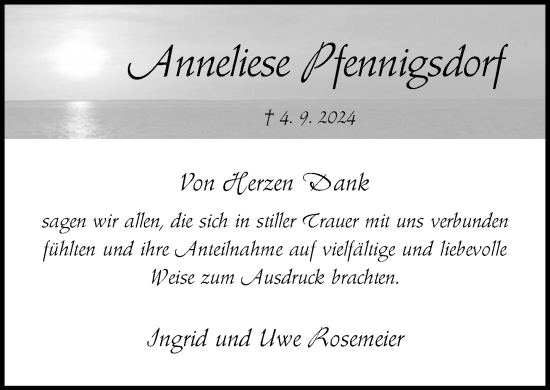 Traueranzeige von Anneliese Pfennigsdorf von Neue Westfälische