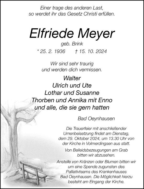 Traueranzeige von Elfriede Meyer von Neue Westfälische