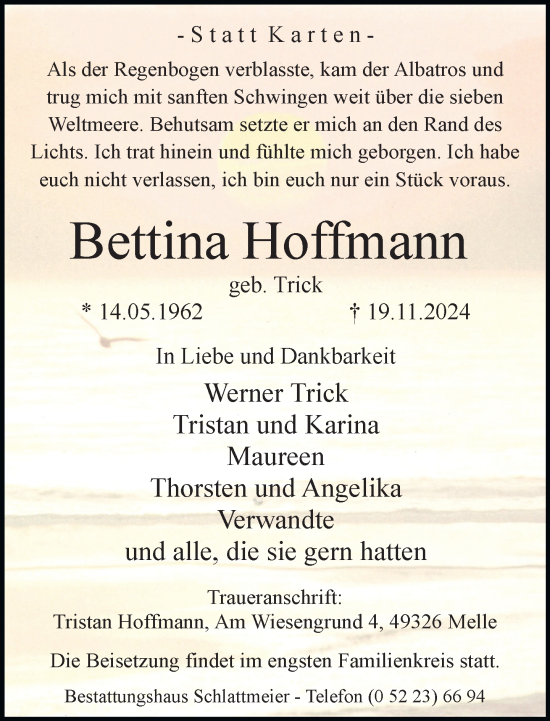 Traueranzeige von Bettina Hoffmann von Neue Westfälische