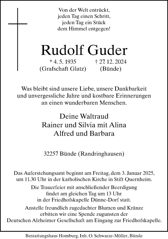 Traueranzeige von Rudolf Guder von Neue Westfälische