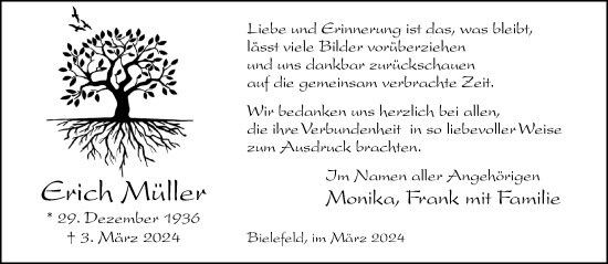 Traueranzeige von Erich Müller von Neue Westfälische