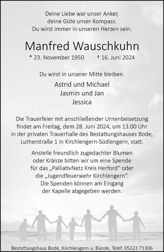 Traueranzeige von Manfred Wauschkuhn von Neue Westfälische