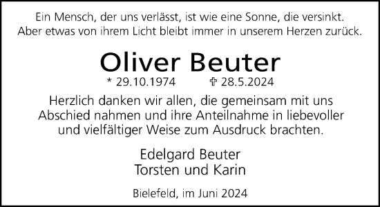 Traueranzeige von Oliver Beuter von Neue Westfälische