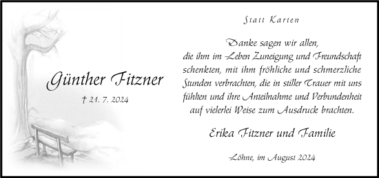 Traueranzeige von Günther Fitzner von Neue Westfälische