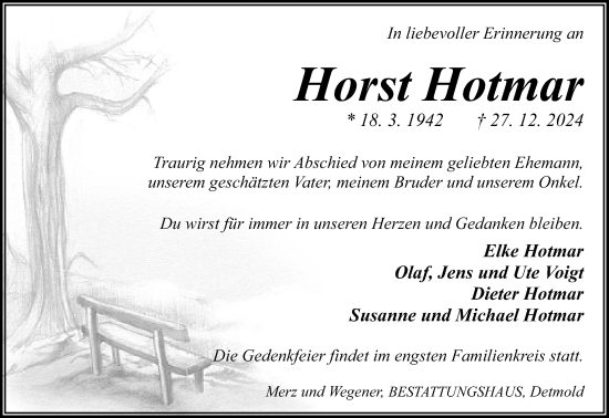 Traueranzeige von Horst Hotmar von Neue Westfälische