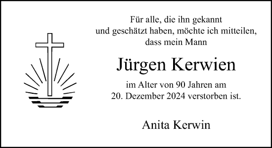 Traueranzeige von Jürgen Kerwien von Neue Westfälische