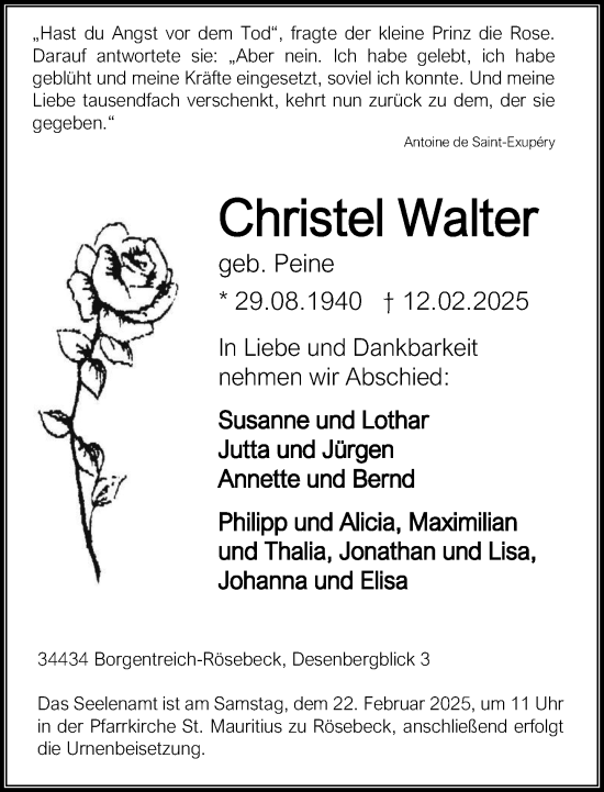 Traueranzeige von Christel Walter von Neue Westfälische und Westfalen-Blatt