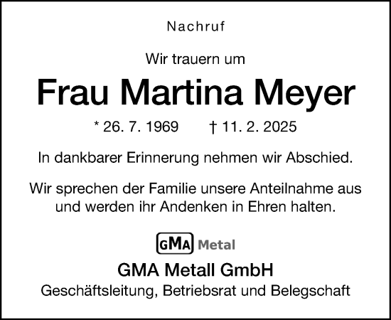 Traueranzeige von Martina Meyer von Neue Westfälische und Westfalen-Blatt