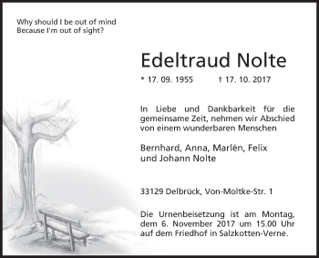 Traueranzeige von Edeltraud Nolte von Westfalen-Blatt