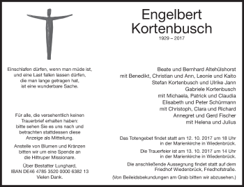 Traueranzeige von Elisabeth Kortenbusch von Westfalen-Blatt