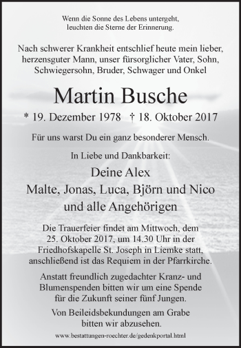 Traueranzeige von Martin Busche von Westfalen-Blatt