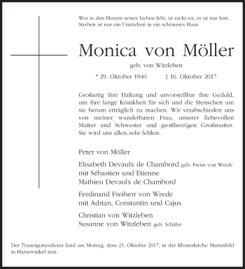 Traueranzeige von Monica von Möller von Westfalen-Blatt