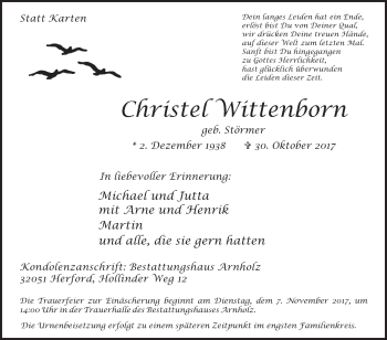 Traueranzeige von Christel Wittenborn von Westfalen-Blatt