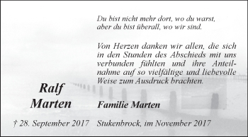 Traueranzeige von Ralf Marten von Westfalen-Blatt