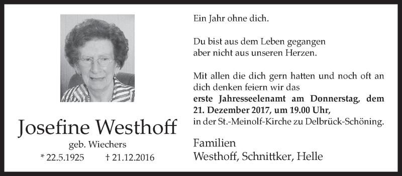 Traueranzeigen von Ein Jahr ohne dich www.westfalenblatt.de