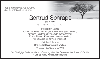 Traueranzeige von Günter Schrape von Westfalen-Blatt