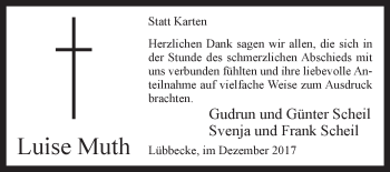 Traueranzeige von Luise Muth von Westfalen-Blatt