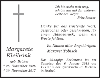 Traueranzeige von Margarete Kleibrink von Westfalen-Blatt