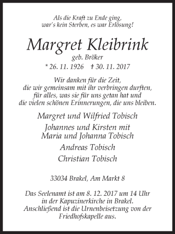 Traueranzeige von Margret Kleibrink von Westfalen-Blatt