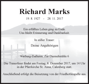 Traueranzeige von Richard Marks von Westfalen-Blatt