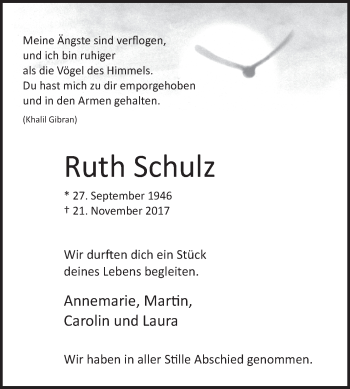 Traueranzeige von Ruth Schulz von Westfalen-Blatt