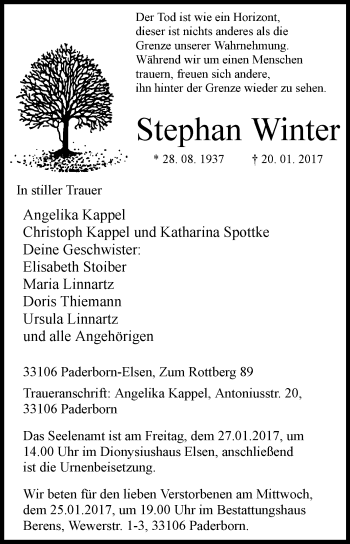 Traueranzeige von Stephan Winter von Westfalen-Blatt