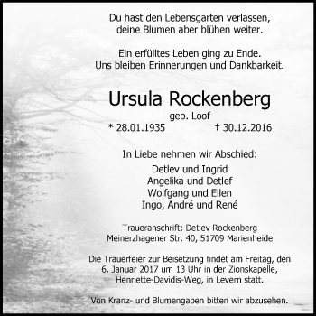 Traueranzeige von Ursula Rockenberg von Westfalen-Blatt