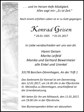 Traueranzeige von Konrad Geisen von Westfalen-Blatt