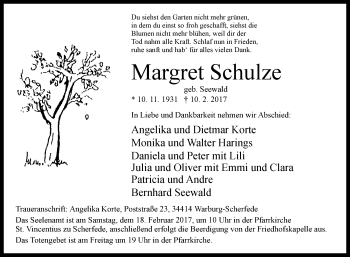 Traueranzeige von Margret Schulze von Westfalen-Blatt