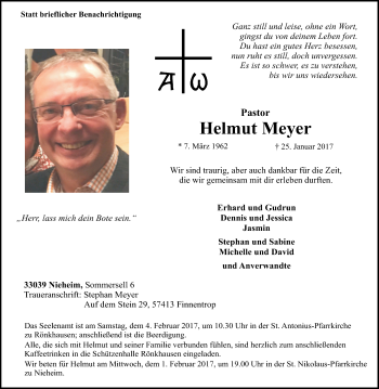 Traueranzeige von Helmut Meyer von Westfalen-Blatt