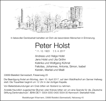 Traueranzeige von Peter Holst von Westfalen-Blatt