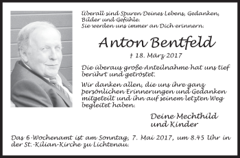 Traueranzeige von Anton Bentfeld von Westfalen-Blatt