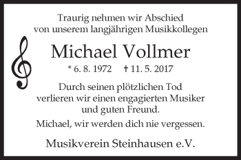 Traueranzeige von Michael Vollmer von Westfalen-Blatt