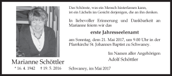 Traueranzeige von Marianne Schöttler von Westfalen-Blatt