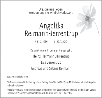 Traueranzeige von Angelika Reimann-Jerrentrup von Westfalen-Blatt