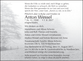 Traueranzeige von Anton Wessel von Westfalen-Blatt